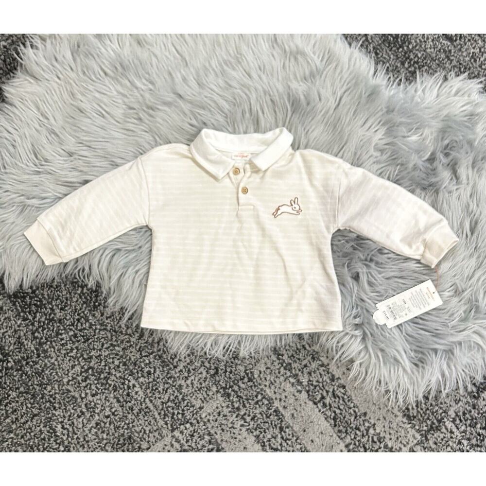 Cat & Jack Baby French Terry Collared Long Sleeve Embroidered Bunny Top Size 12m